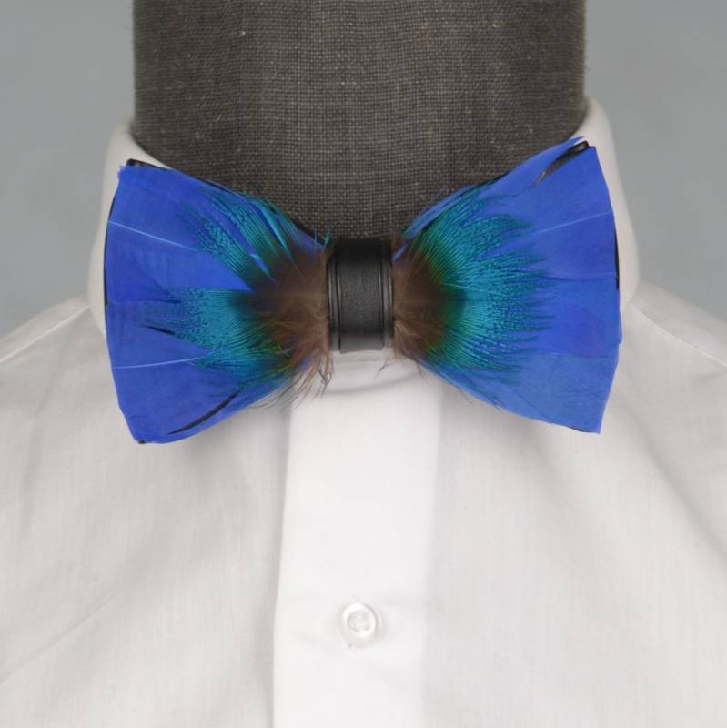 Бабочка мужская с перьями 0004